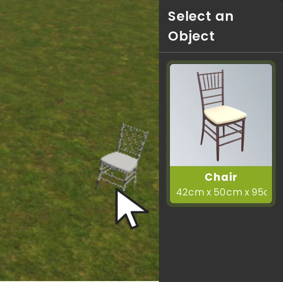 The chair model under the pointer at the edge of the floor